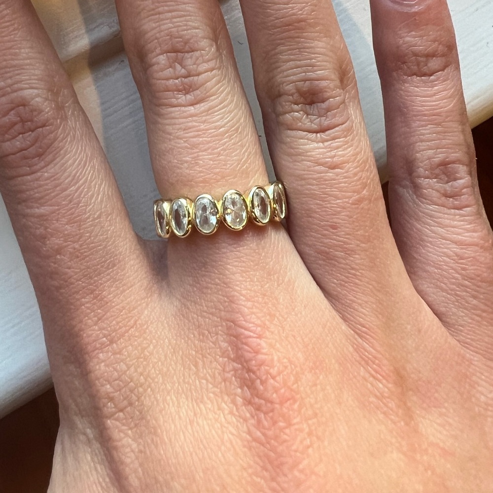 Bezel oval ring with CZs